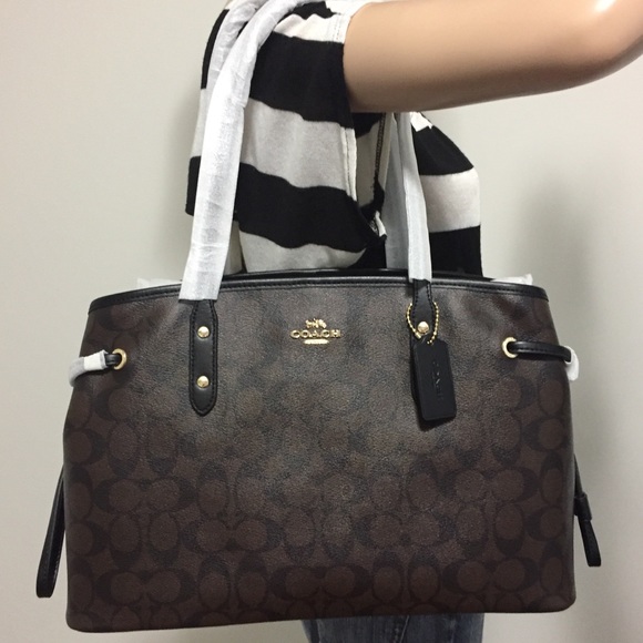 Coach Handbags - Coach Signature Brown Black tote Shoulder bag